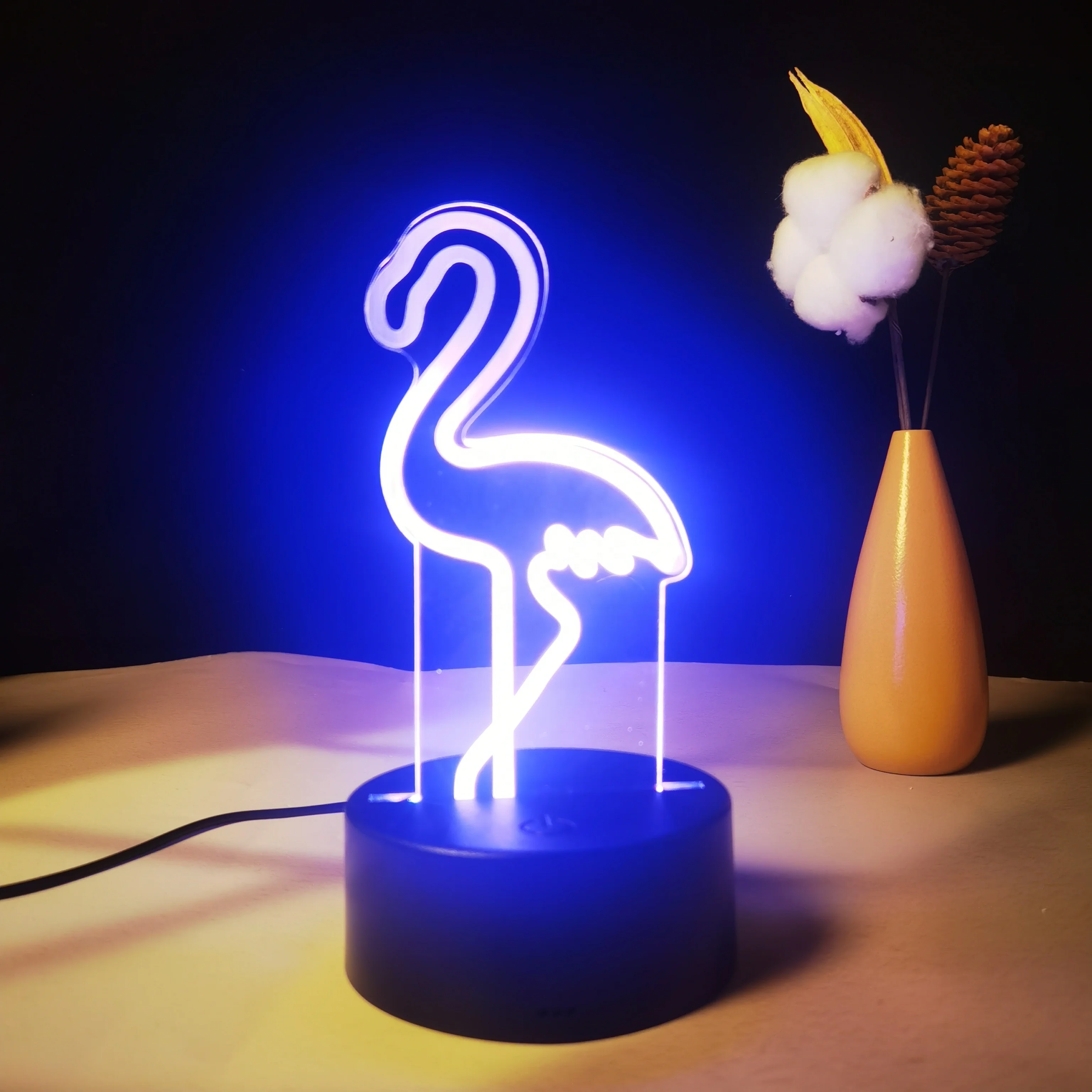 2024 Acrylic Abs Lamp Bedroom Smart Home Lights 3D Illusion Night Lamps RGB Animal Cute Cat Deer LED light Touch Remote Control