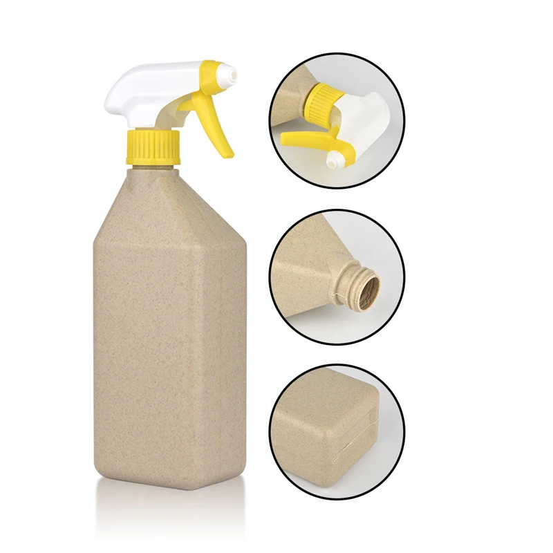 Supply 750ml alcohol disinfection sub biodegradable PLA bottle hand button spray gun transparent cleaning spray trigger bottle