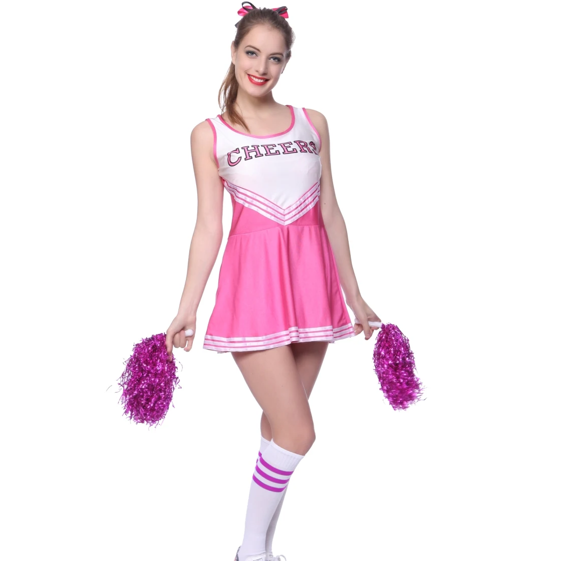 High Elastic Cheerleader Costumes Fancy Dress Cheer Leader High School Skirt Uniform