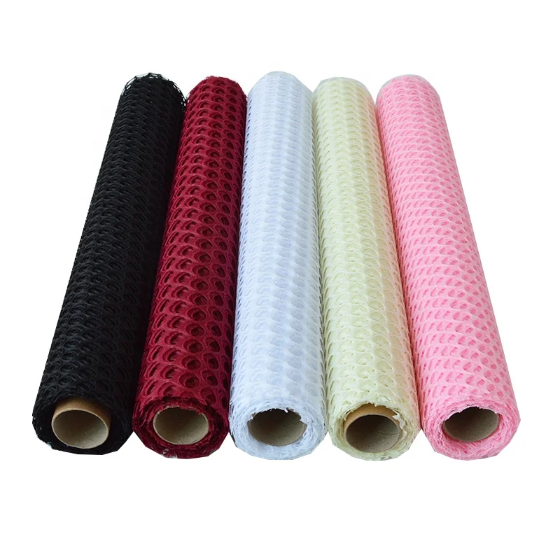 Fashionable hollowed-out circle hollow polyester mesh rolls polyester gauze silk soap flower bouquet packaging wrapping paper