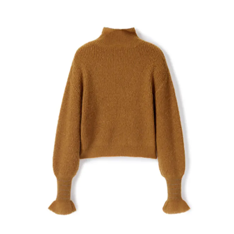 
Large Size Brown Luxury Knit Sweater Pullneck Sweater Tops for Women 