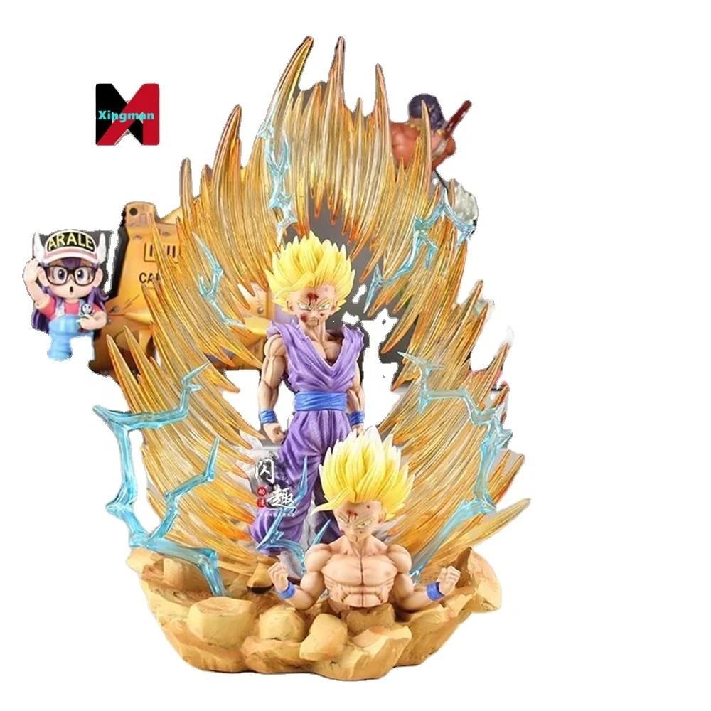 35cm Dragoned Ball Super Saiyan 2 Gohan 2 Heads Gohan Replaceable Head And Body Special Effect Figure Luminous Toy Boy Gift