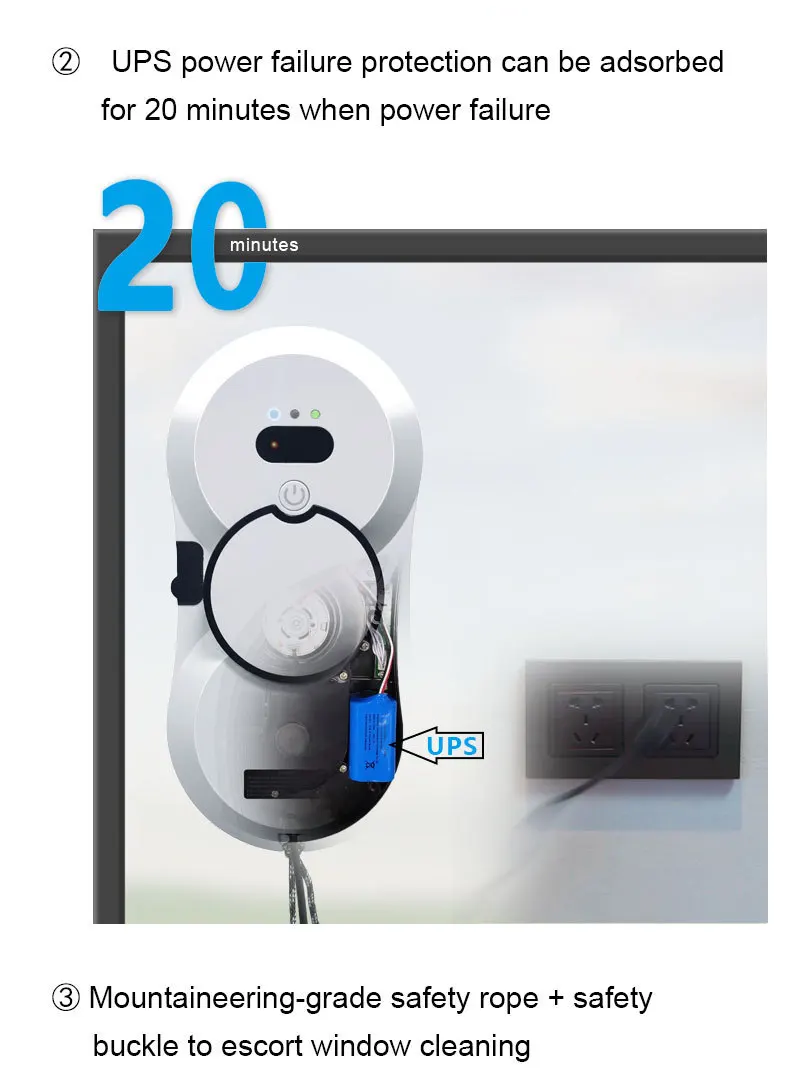 Household 2800Pa Smart Automatic Electric Remote Control Device Auto Fast Smart Window Cleaning Robot