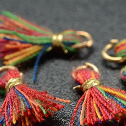 
Wholesale 1cm mini tassel colorful cotton tassel with ring for jewelry decorative 