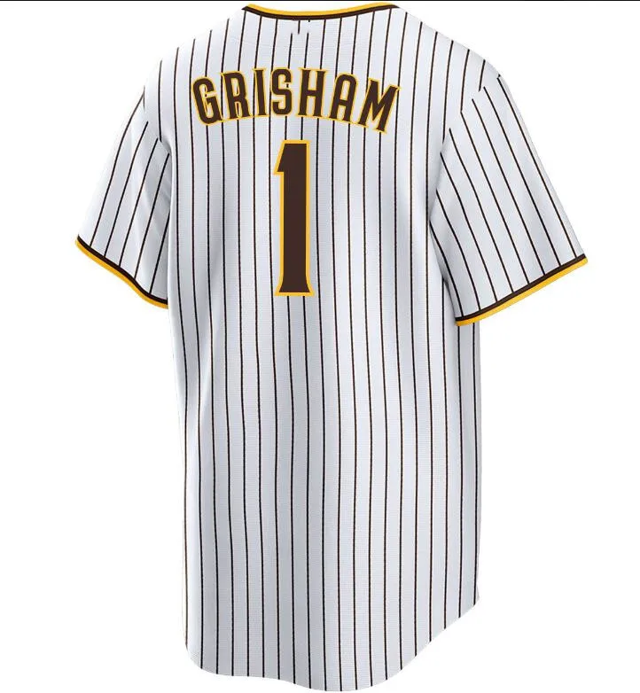 Сшитые американские бейсбольные майки San Diego 44 Joe Musgrove 1 Grisham 7 Ha-seong Kim 4 Blake Snell