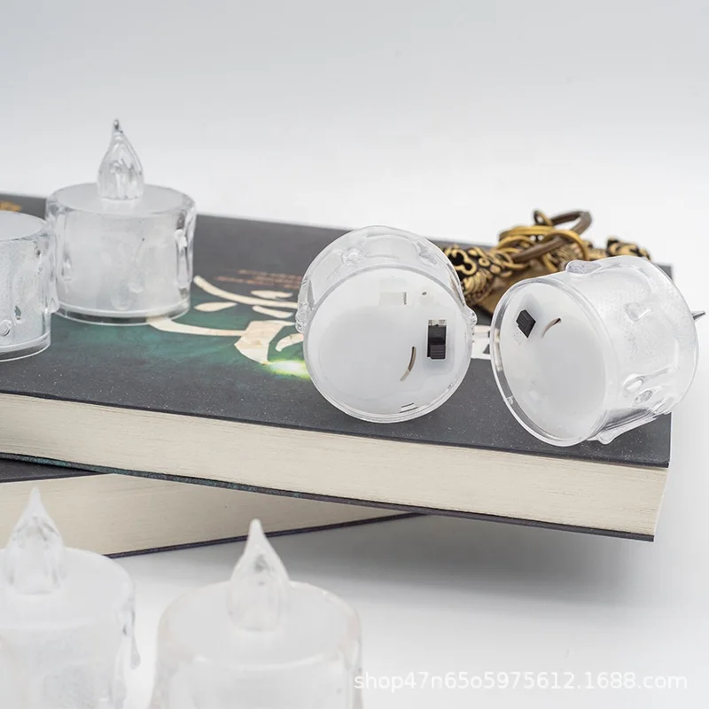 Amazon hot sale Party Wedding decoration tea cups led light candles with moving flame plastic electric candle light