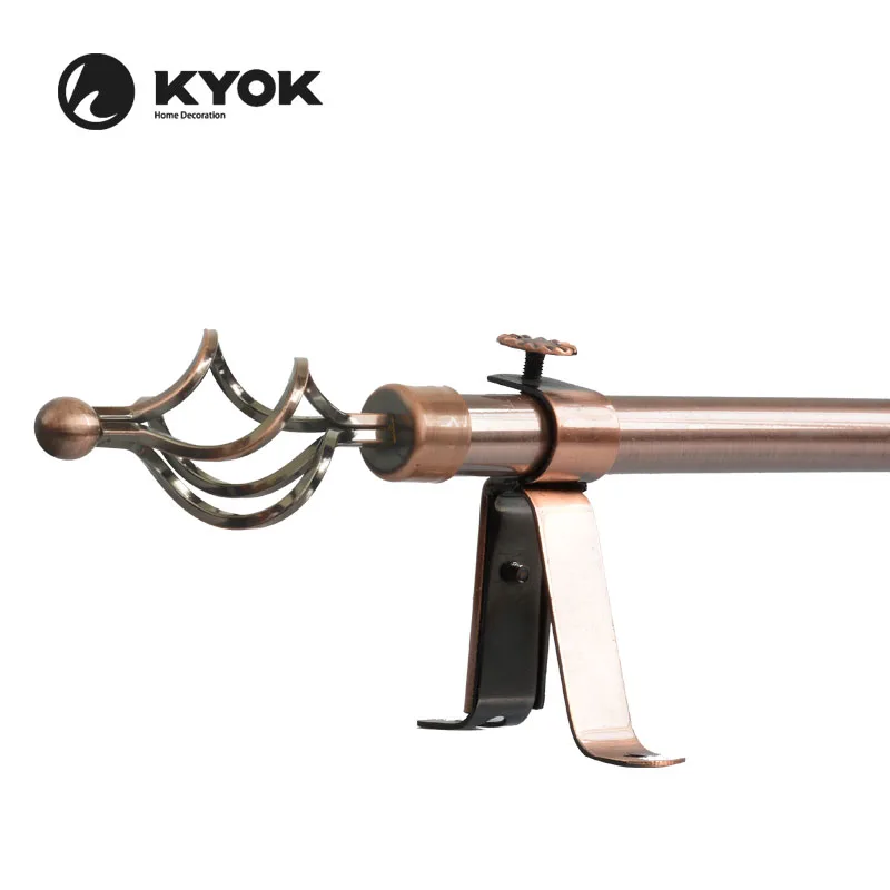 Простая конструкция поворотный занавеска жердь кронштейн окна двойной меди Аксессуары для штор