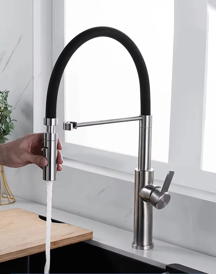 High quality modern brass drop down kitchen faucet, hot and cold mixed kitchen sink faucet
