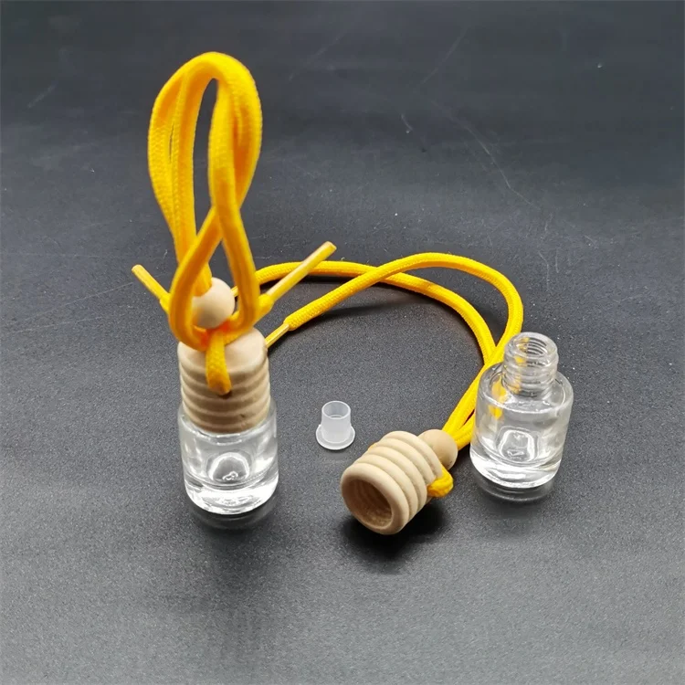 wholesale 5ml round glass bottle perfume diffuser indoor aroma pendant Car air outlet perfume hang