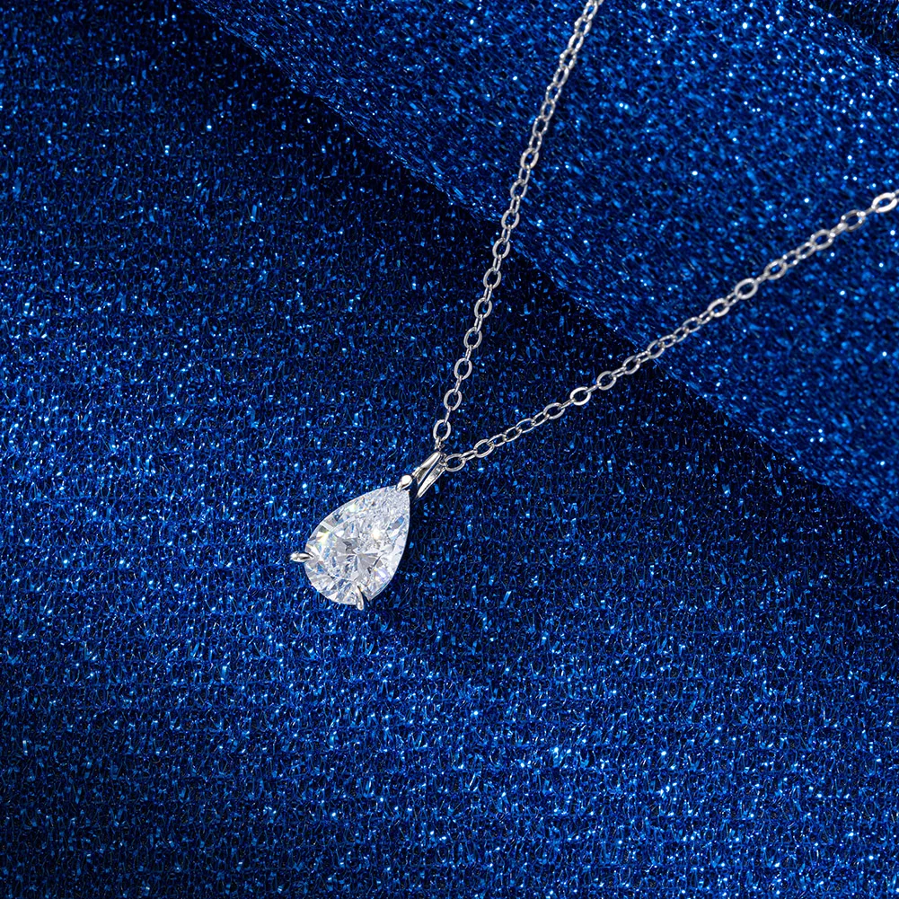LZN04 RINNTIN Tiny Pendant Necklace Custom Jewelry Necklace 925 Silver Water Drop 8A Premium Cubic Zirconia Necklaces