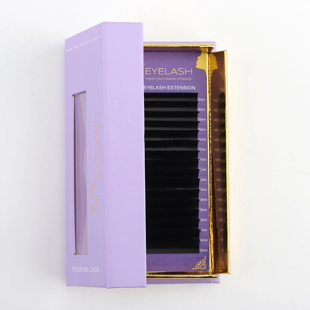 SP EYELASH 8-25mm Wholesale Korean PBT Wholesale Individual Eyelashes Soft Matte Black Cashmere Lash Extensions Volume Trays