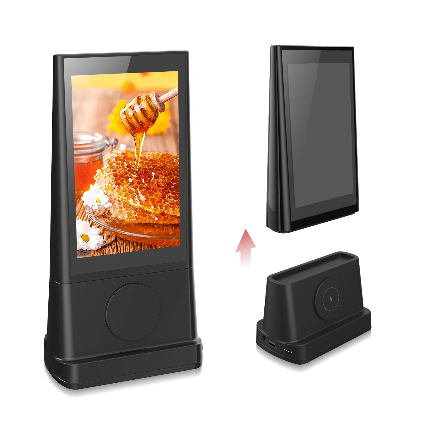 Double 8 Inch LCD Wifi Android Digital Signage Monitors Screen Restaurant Table Top Advertising Player tabletop digital display