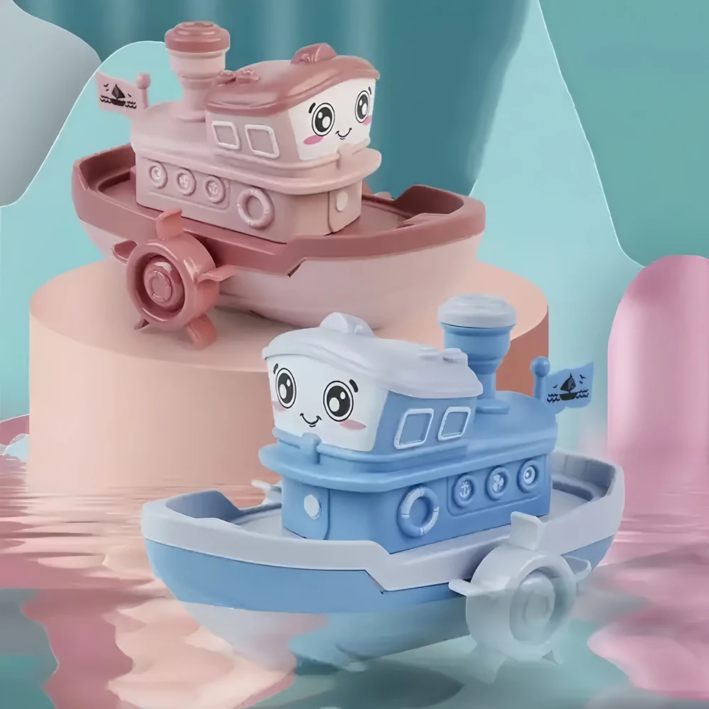 Ferry Boat Mini Cars Bathtub Cartoon Ship Boat Toy Wind up Clockwork Ship Plastic Gift Swimming Bath Cute Wholesale Children ABS