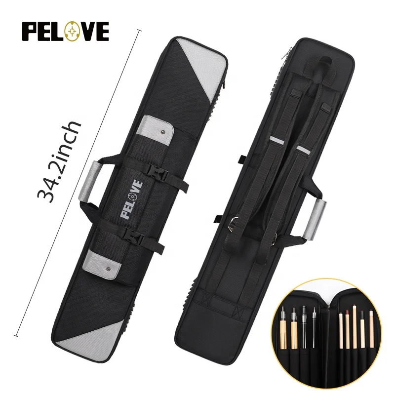 factory wholesale 9 holes 4 butts 5 shafts pool cue case High Capacity Billiard Cue Cases with adjustable double shoulder straps