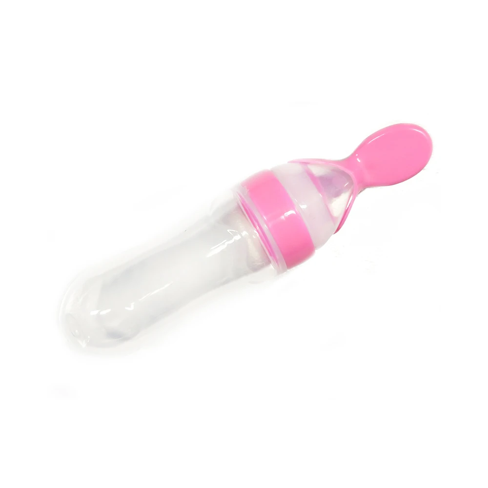 Top Selling Baby Feeding Nursing Bottle Milk Juice Squeeze Silicone Spoon Baby Feeding Bottle