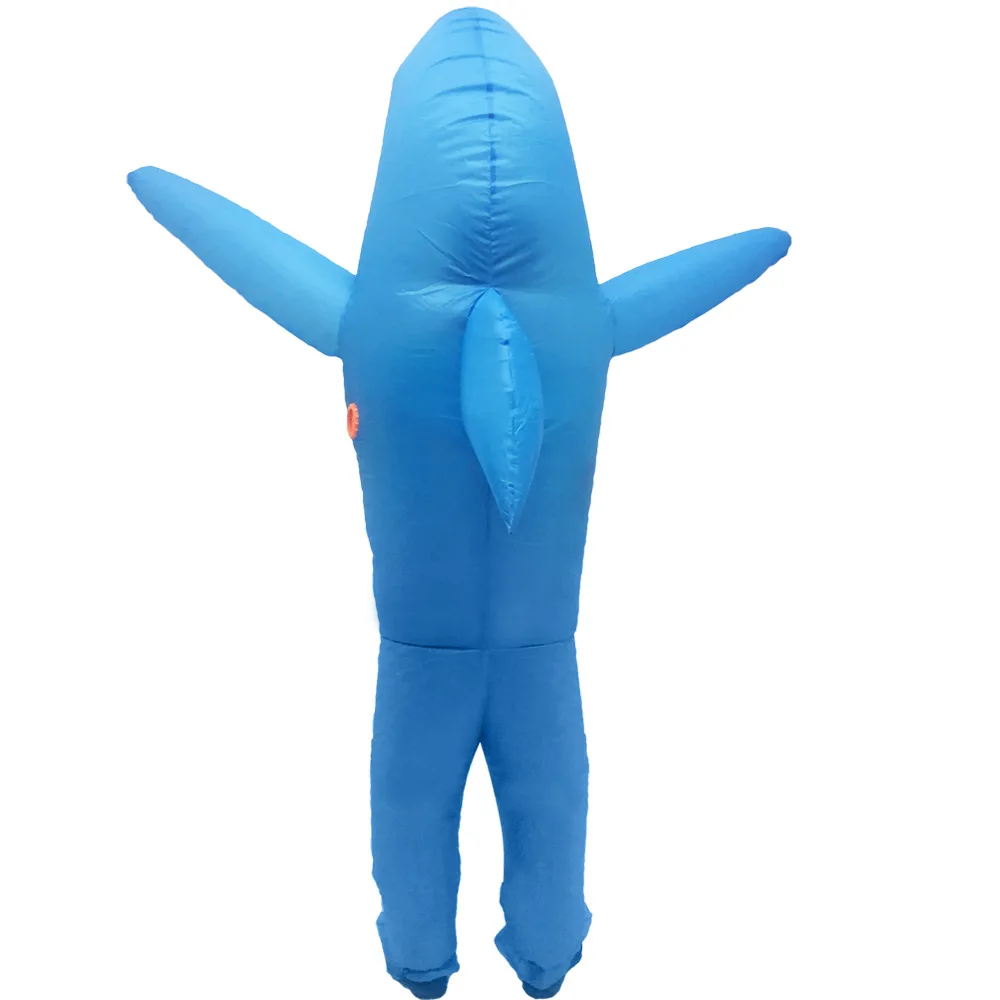 In stock Funny Full Body Inflatable Adult Baby Blue Shark Mascot Costume Adult Funny Blow Up Costume dolphin clothing