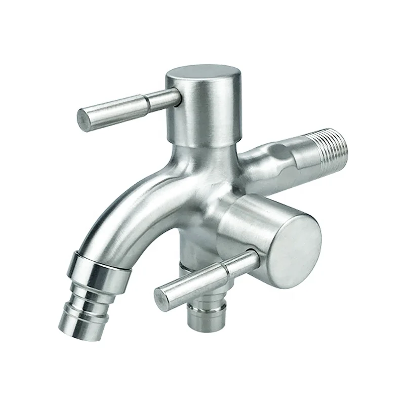 304 SUS Washing Machine Tap Multi-function Bicocks Double Control Single Cold Water Tap Steel Bathroom Contemporary Ceramic