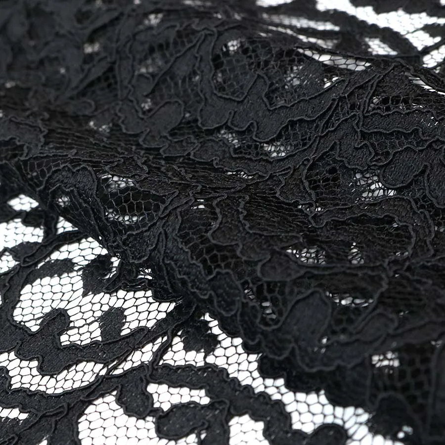 Black High Quality Exquisite 100% Polyester Cord French Lace Fabric for Party Wedding Wear Dresses