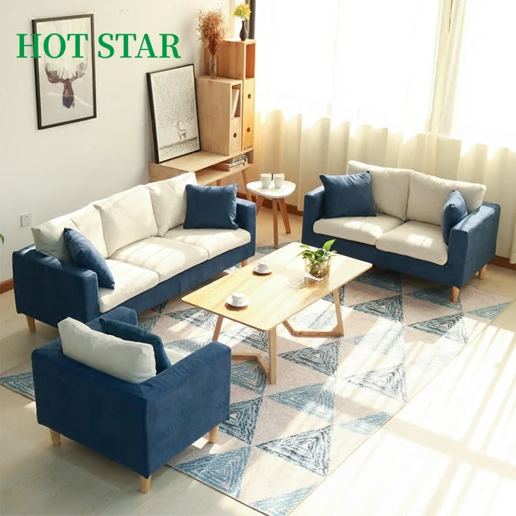 New Design Modern Microfiber Fabric Sofa, Lasted Simple Design Livingroom Furniture, Wood Frame Mini Sofa Sets With Ottoman