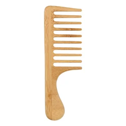 Eco-friendly Custom Logo Anti-static Handmade Bamboo Wood Wide Tooth Wooden Hair Comb