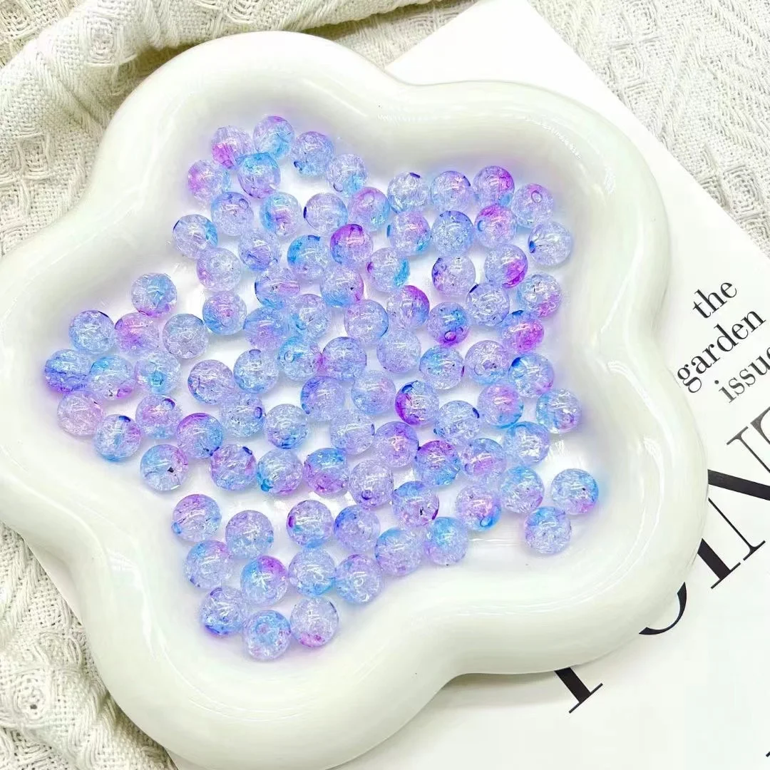 Wholesale Acrylic Plastic Burst Bead Colorful Round Beads With Holes DIY Bracelet Jewelry Making Crack Beads