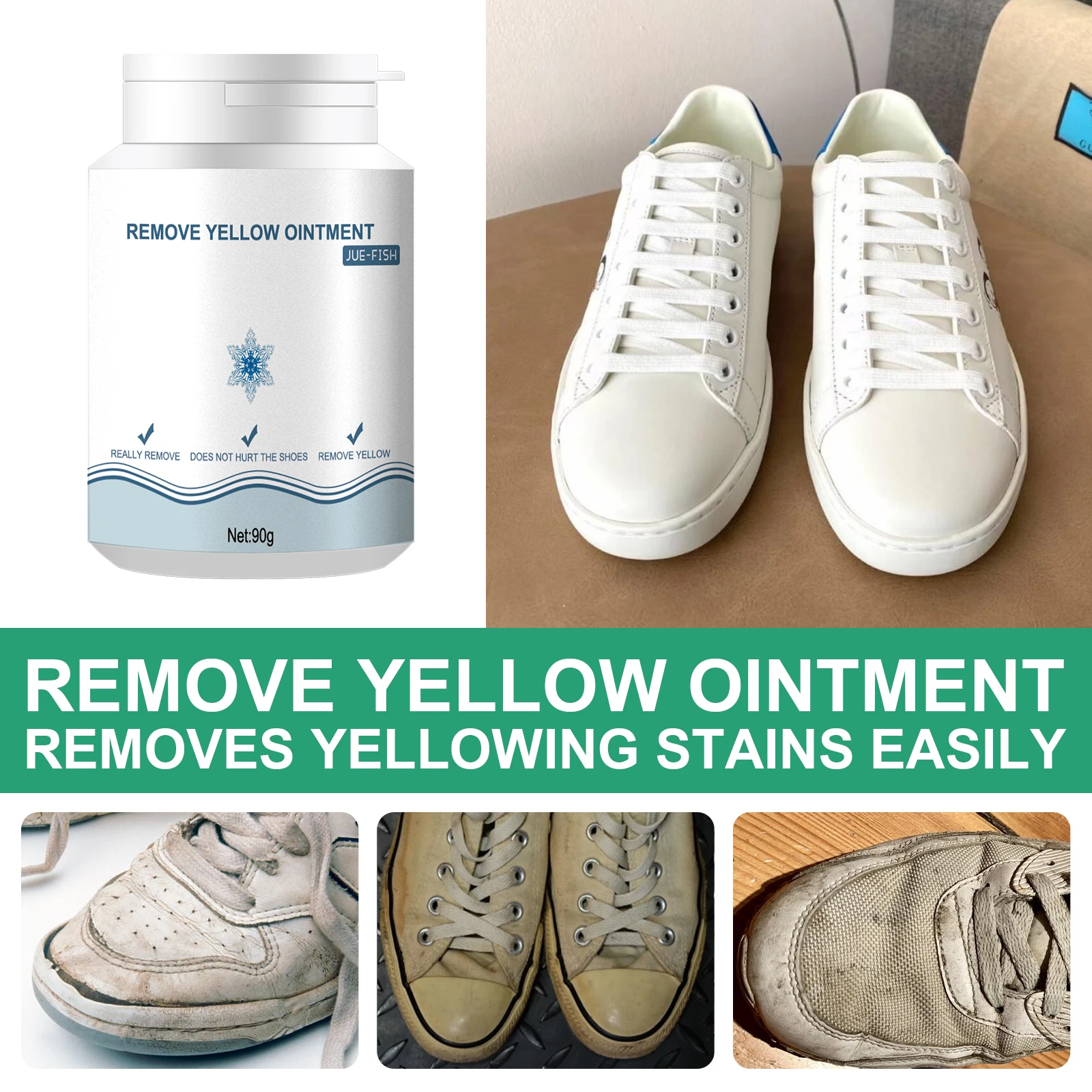 Jue-fish Sport Shoe Cleaner Remove Yellow Shoes Cleaner Set Effective Cleaning Products For Shoes