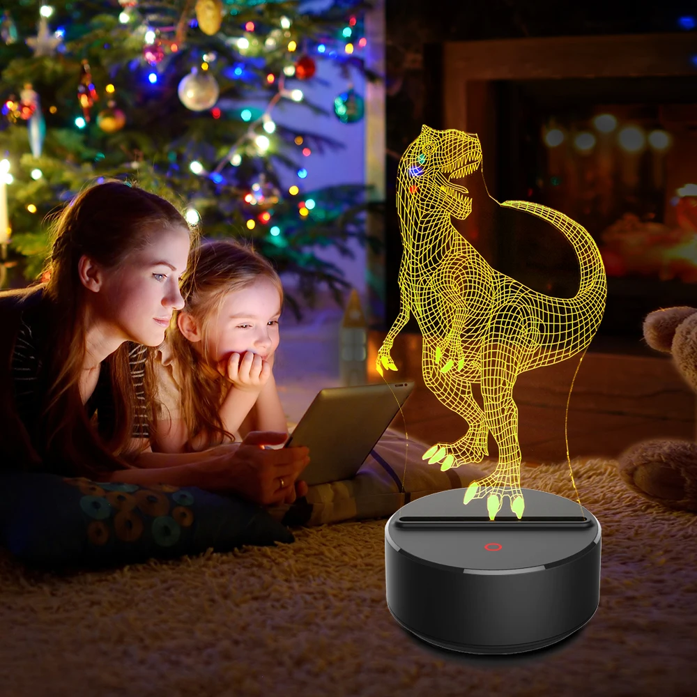 
3d Led Night Light Lamp Dinosaur Series 7color 3d Night Light Remote Control Table Lamps Toys Gift For Kid Home Decoration 