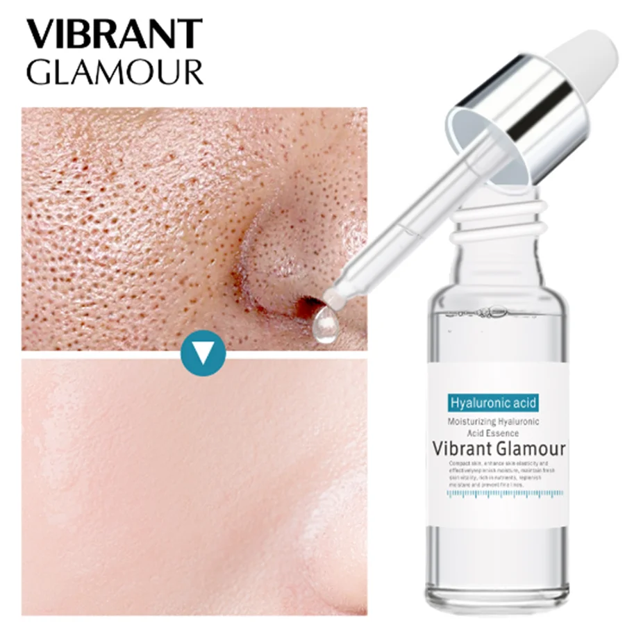 VIBRANT GLAMOUR Hyaluronic Acid Shrink Pore Face Serum Anti-Aging Moisturizing Whitening Essence Face Cream Dry Skin Care