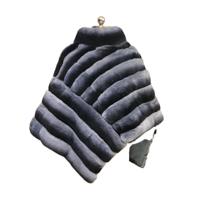 Hot sale real fur cape high quality women irregular rex rabbit winter fur shawl