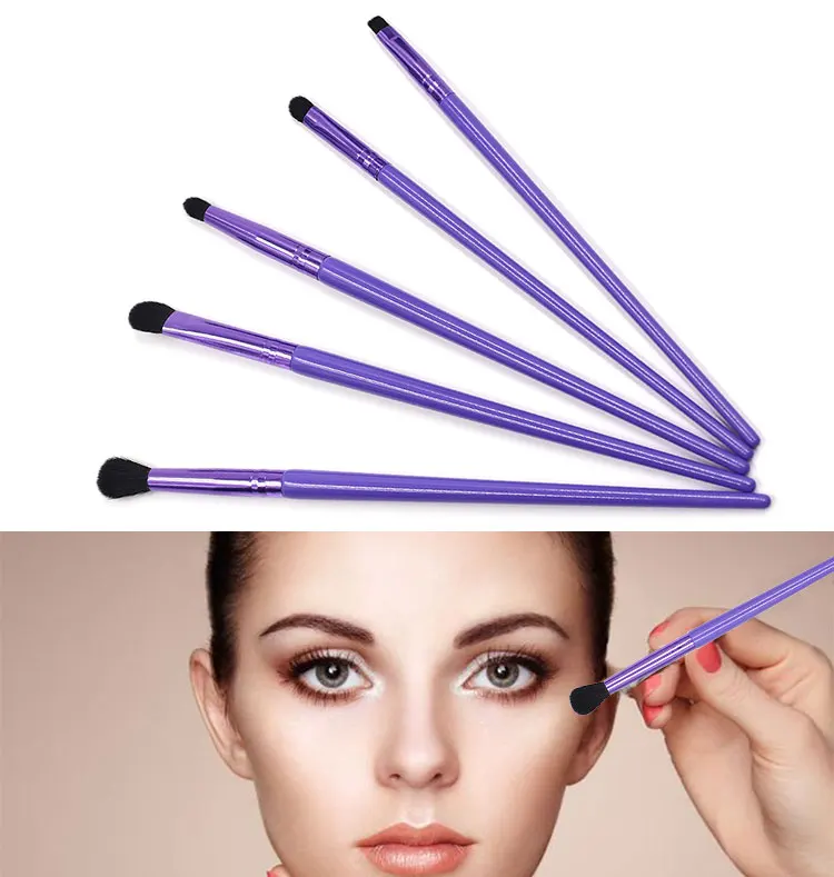 Beauty Cosmetics Basic Tool Purple Color Eyeliner Brush Eyebrow & Eyeshadow Brushes Set