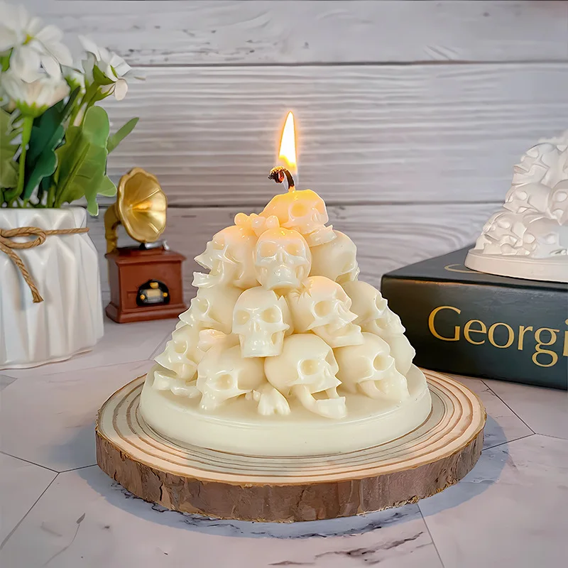 Halloween Aromatherapy Candle Silicone Skull Head Mold DIY Handmade Skull Ornament Gypsum Mold