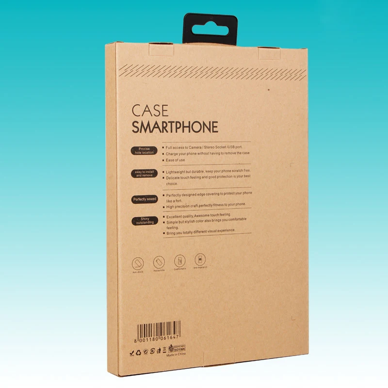 customized logo kraft paper mobile phone case packaging box with Pvc window