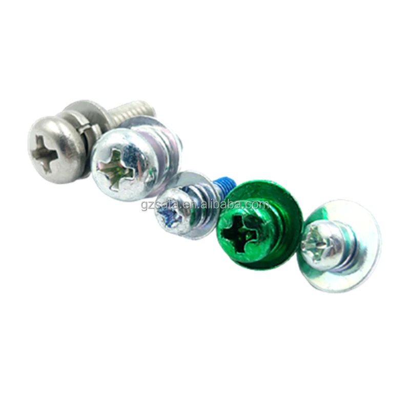 Custom Pan Head Phillips Sems Screws with Flat Washer and Spring Split Lock Washer