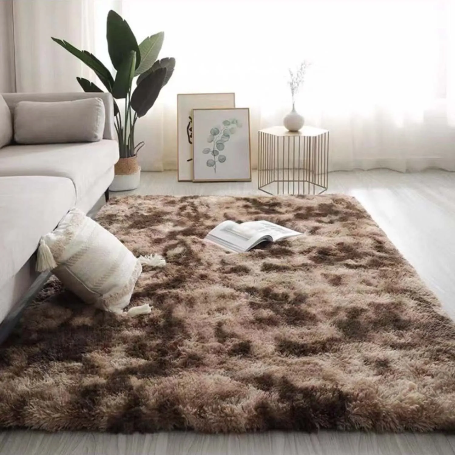 Irregular Long Soft Pink Area Rug Shaggy Silky Plush Carpet Kids Living Room Bedroom Machine Made 5cm Pile Height Design Model