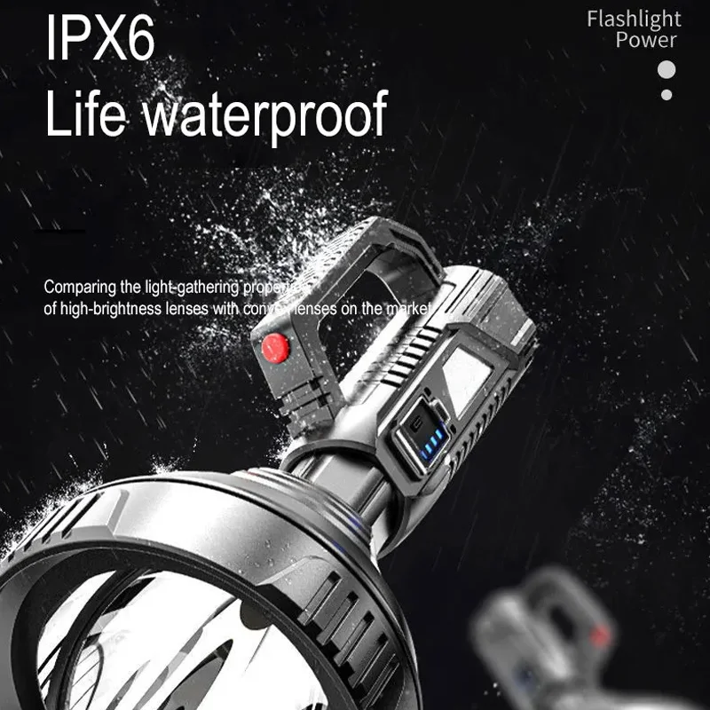 Outdoor High Powered Long Range Portable Light Torch Multifunctional LED Flashlight USB Rechargeable Searchlight