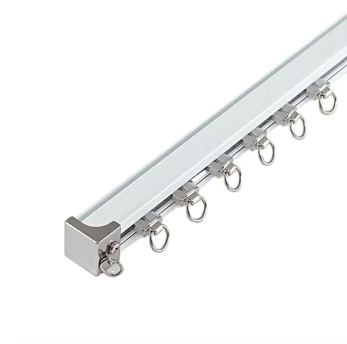 Aluminum curtain track one-piece sliding rail pulley straight rail guide rail side top mounted curtain rod double track mute