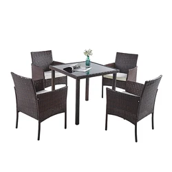Hot Selling Rattan Outdoor Furniture Space Saving Garden Sets Patio 5 PCS Table and Chair Set Garden Furniture
