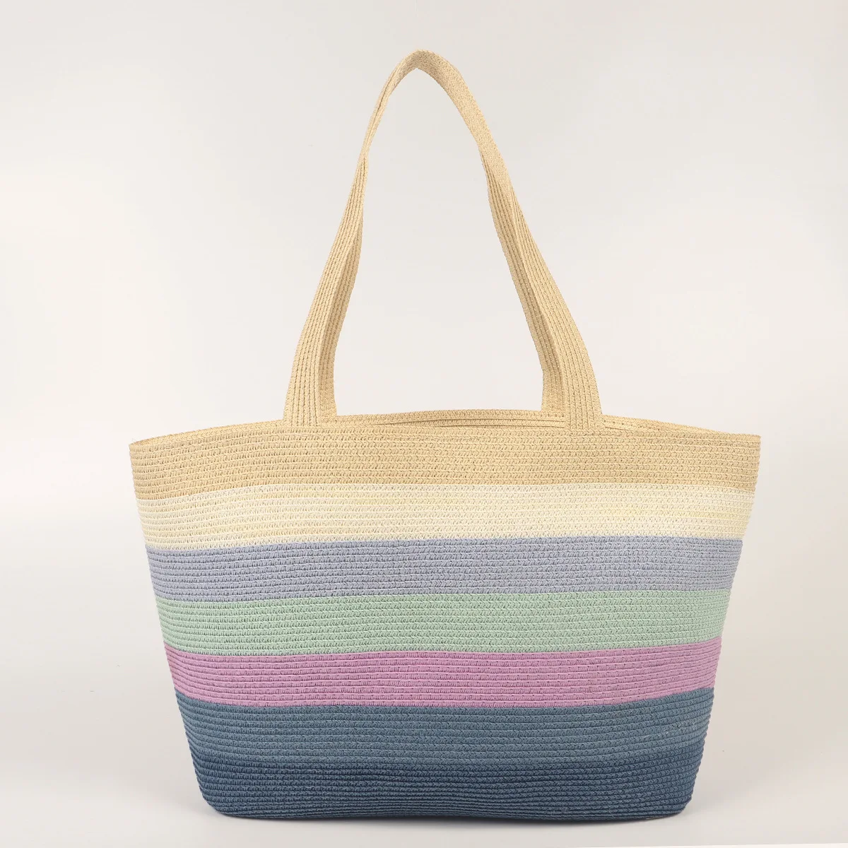 Niyang Beach Bag and Hat Set Design SS23 Paper New Women Colorful Striped Straw Summer Wallets for Women Fashionable Polyester