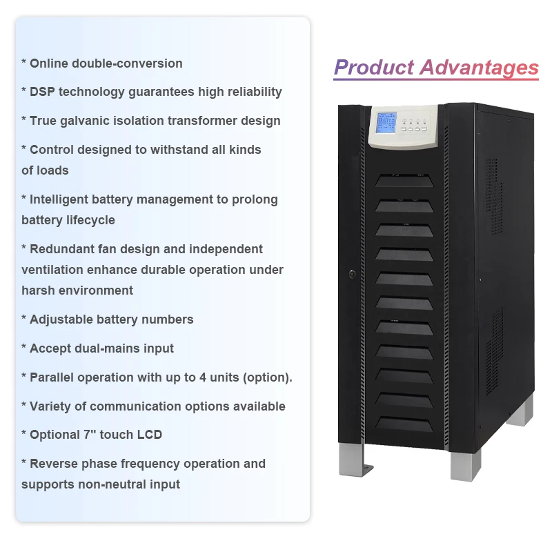 CWUPS High Quality 200 KW Three-Phase Industrial Online UPS Uninterruptible Backup Power Supply 1000VA Capacity Pure Sine Wave