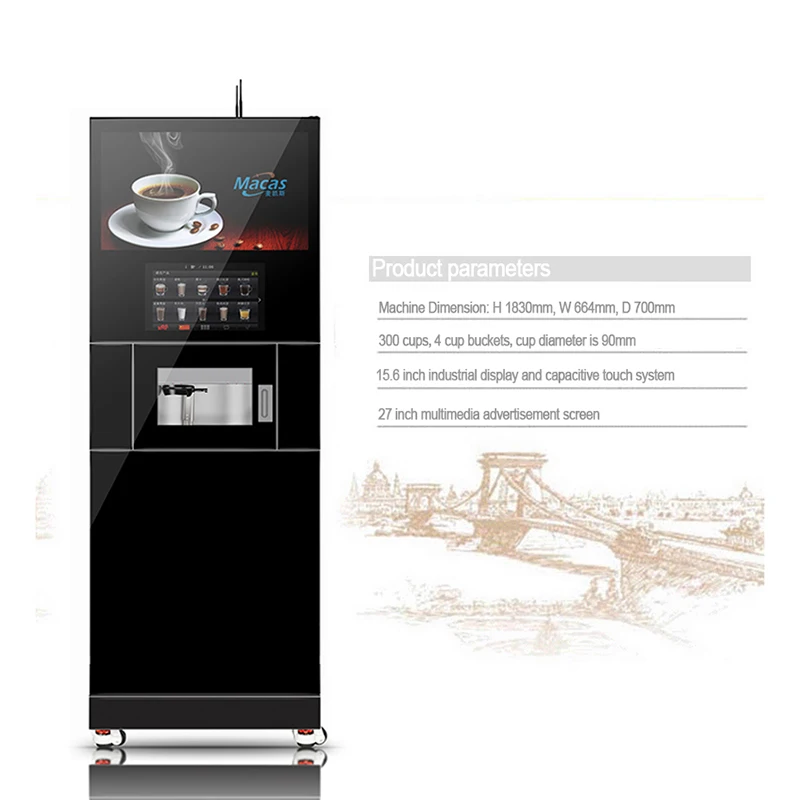 Commercial espresso coffee machinery  coffee vending machine New snack food coffee drinking vending machine