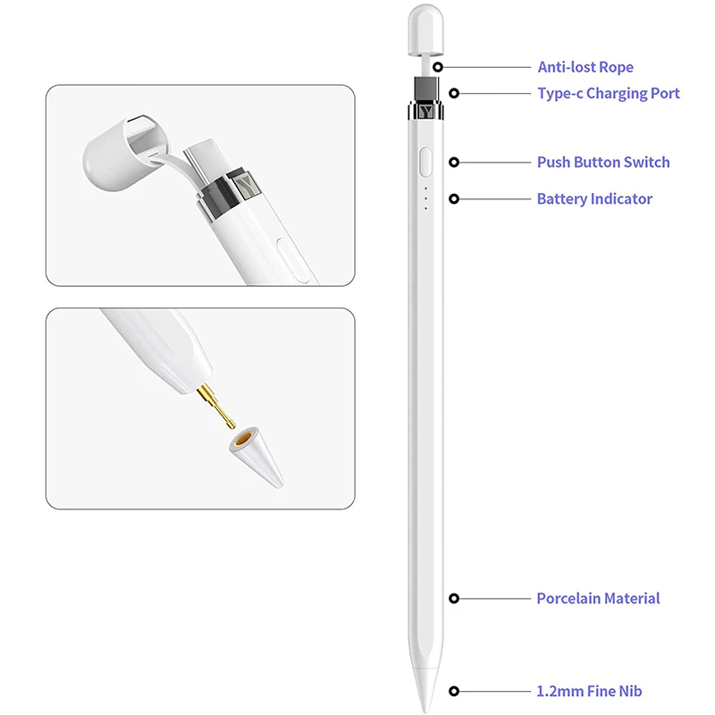 Magnetic Touch Stylus Pen For Iped With Palm Rejection 2018 Active Stylus Pens For Ipads With Tips