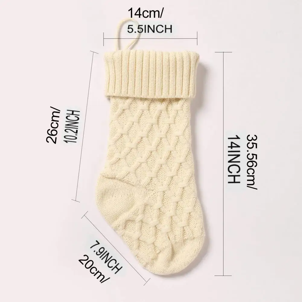 Soft Knitted Grey Red White Christmas Socks Gift Promotional OEM Logo Knitting With Faux Fur Cuff Christmas Stockings