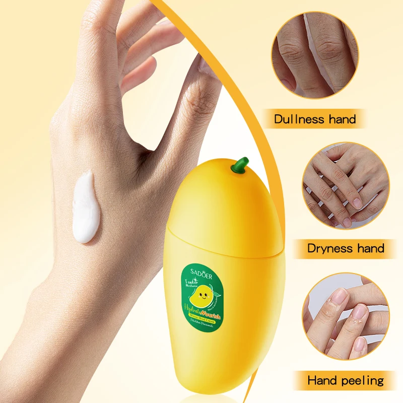 OEM SADOER Korean Style Fruit Peach Banana Mango Anti Aging Moisturizing Whitening Organic Hand Skin Care Vitamin C Hand Cream