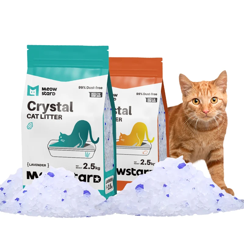 High quality Crystal Cat Litter color particles non caking cat litter Safe Silica Gel Cat Litter