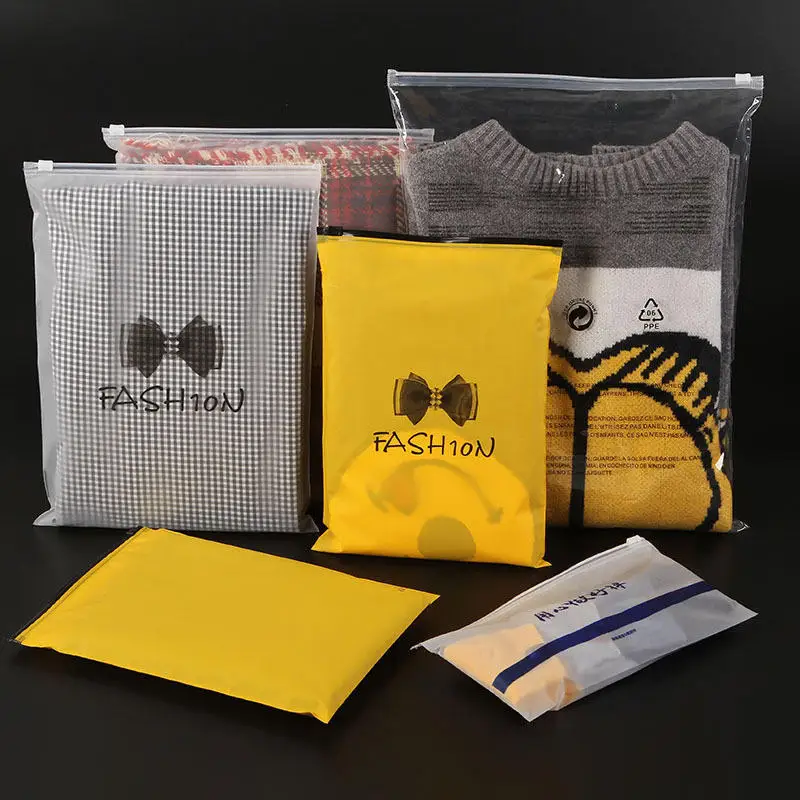 Custom Printed PE PVC Transparent Packing Bag Zip Lock Matte Bag Plastic Frosted Zipper Bags For Clothing