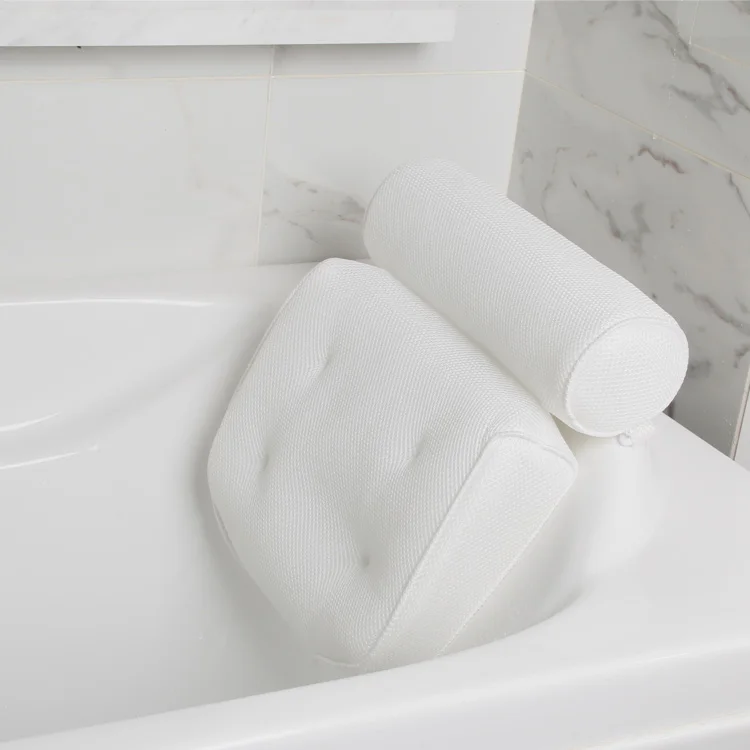 wholesale Luxury Breathable Non-Slip 3D Mesh bathtub pillow With 4 Suction Cups washable Back Neck bath pillow
