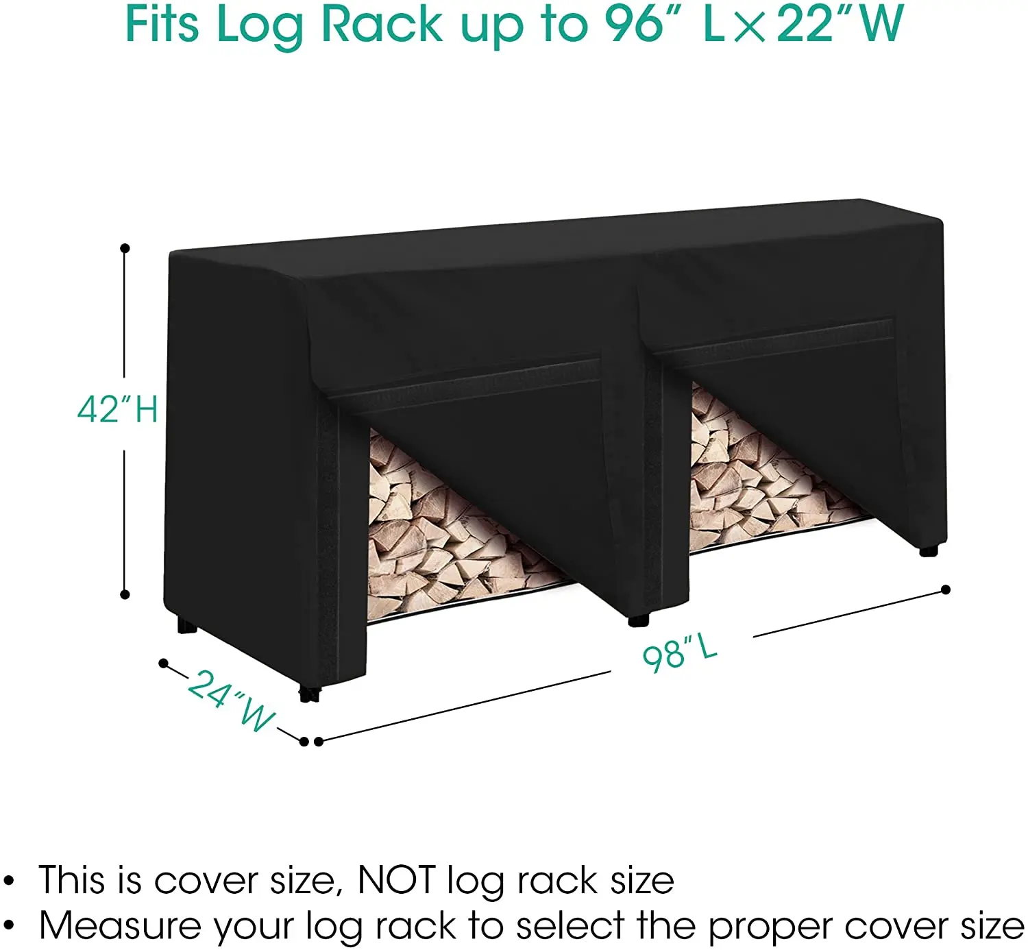  Durable Polyester Fabric Outdoor Firewood Cover Rack Log Covering All Weather Protection 8 ft.