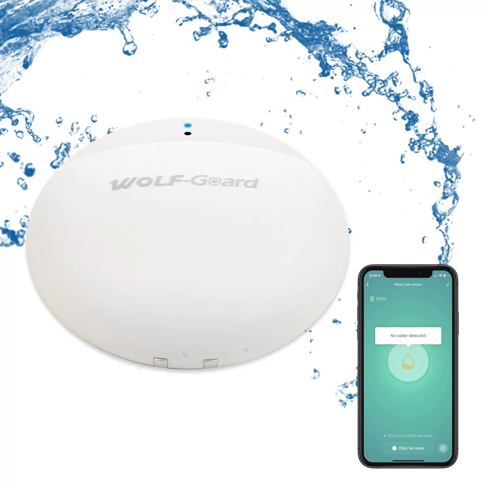 Wireless wifi water leak detector alarm with probe buzz home ground intelligent WIFI water flood sensor
