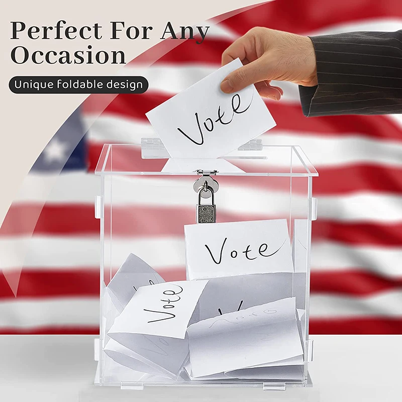 Hot sale clear Acrylic voting Box with Lock and key  for Voting Charity Wedding storage Cards  Money Suggestion