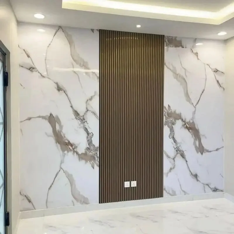 Modern UV Marble PVC Wall Panels Waterproof Sheet PVC Cladding Boards for TV Board 1-Year Warranty for Hotels and Halls